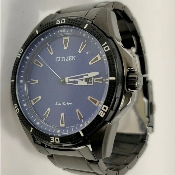 Citizen Eco-Drive Blue Dial Black IP Men's Watch - Picture 7 of 11